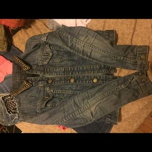 Women’s biker jean jacket studded Moto